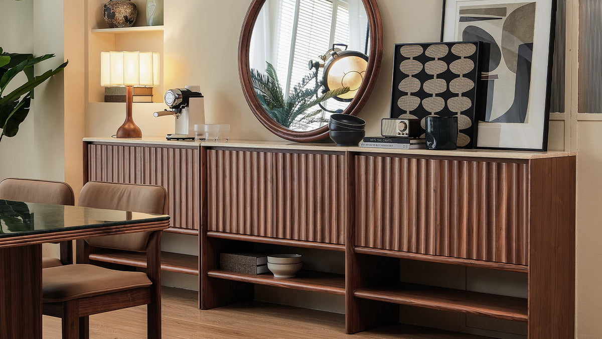 Wooden console tables and contemporary storage furniture at Commune Malaysia