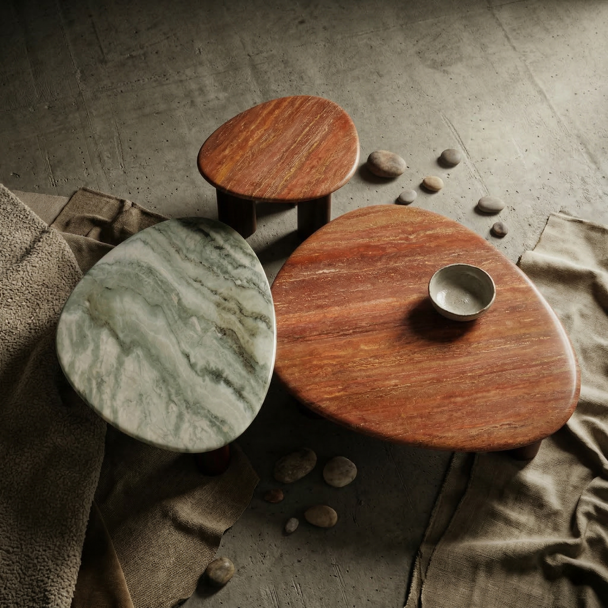 Dune Marble-Top Pebble End Table