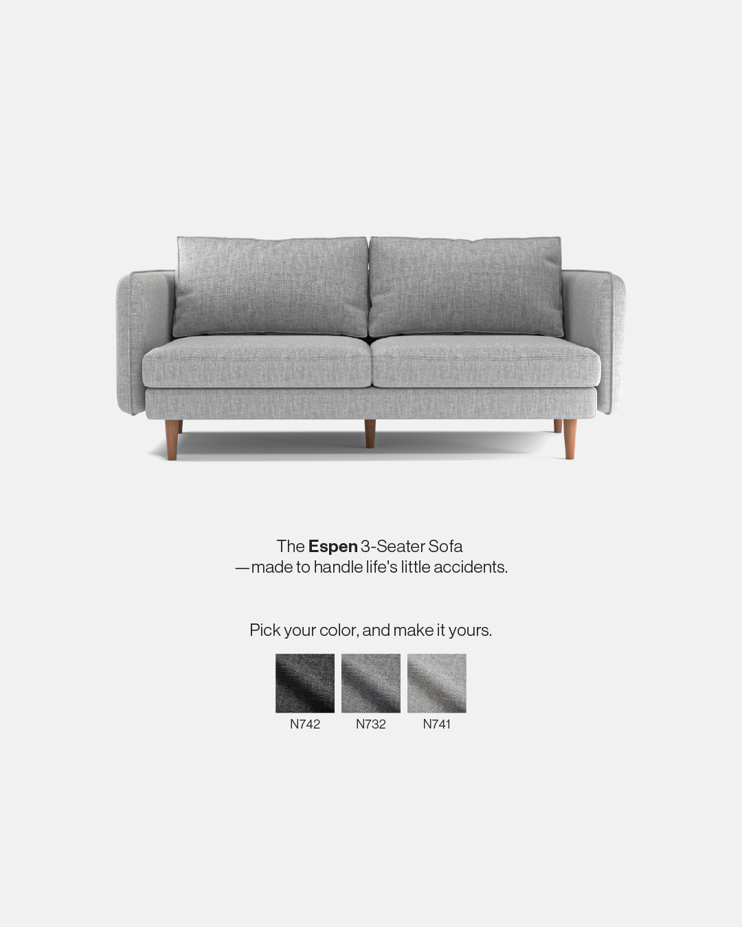 Espen 3-Seater Fabric Sofa