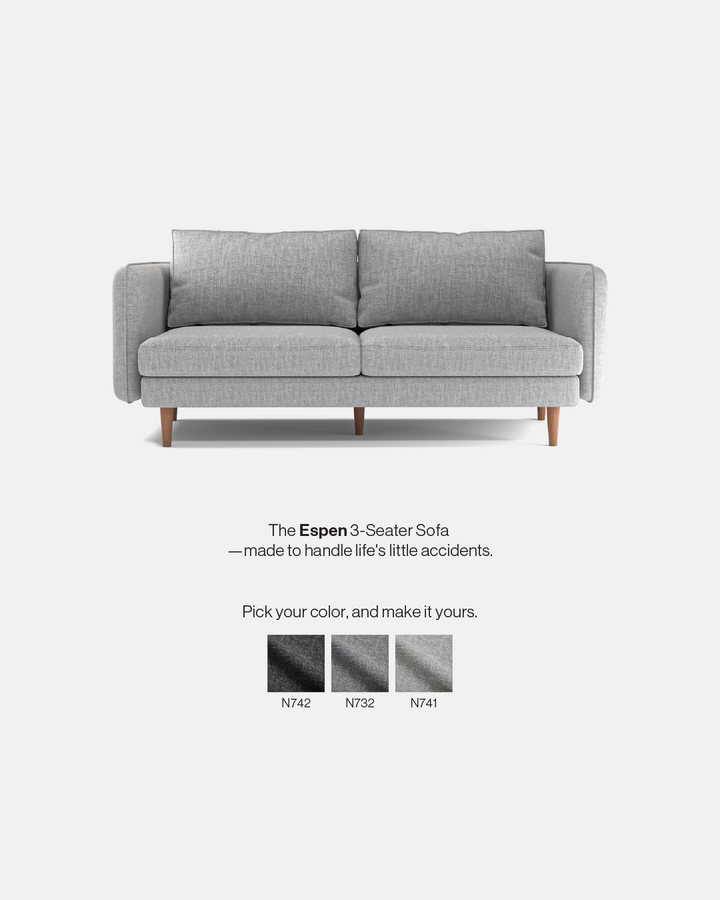 Espen 3-Seater Fabric Sofa